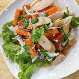 ยำปูอัด + ไส้กรอก