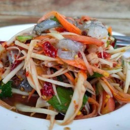 ส้มตำกุ้งสดไส่ปลาร้า