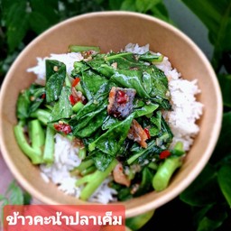 ข้าวคะน้าปลาอินทรี เค็ม