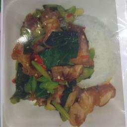 ข้าวคะน้าหมูกรอบ