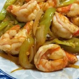 ผัดพริกหยวกกุ้ง กับข้าว