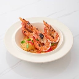 Grilled 3 Prawns with Mentaiko Pasta
