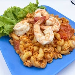 ผัดมักกะโรนีกุ้ง