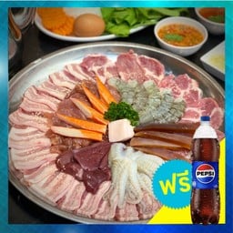 🔥หมูกระทะ ชุดใหญ่ + ชุดผัก (ฟรีเป๊บซี่ 1 ลิตร)