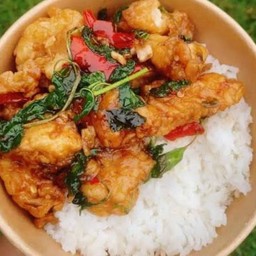 ข้าว+กระเพราไก่กรอบ