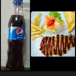 สเต็กอกไก่บาร์บีคิว + เป๊ปซี่