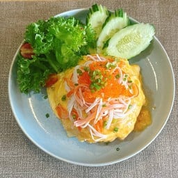 ข้าวไข่ข้นปูอัดไข่กุ้ง+เครื่องดื่ม