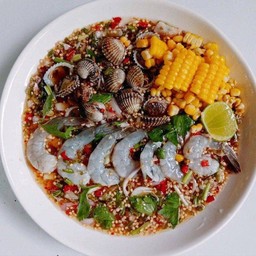 ยำหอยเเครงกุ้งสด