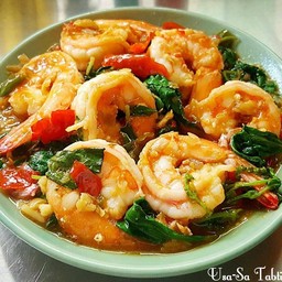 ผัดกระเพรากุ้ง (ราดข้าว)