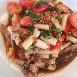 ตำไหลบัวคอหมูย่างปลาาร้า