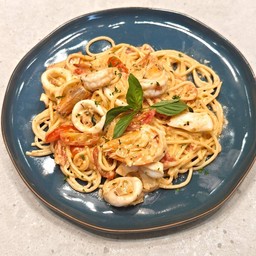 Seafood rose pasta