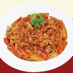 สปาเก็ตตี้มะเขือเทศหมูสับ