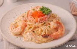 (อร่อยซ่ากับโค้ก) สปาเก็ตตี้ครีมซอสไข่กุ้ง