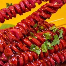 ใส้กรอกไก่รมควันทอดเกลียว3ชิ้น