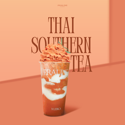 Thai tea frappe with Thai tea whipped cream