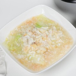 ผัดผักหางหงส์ราดกังป๋วยแและเนื้อปู (L)