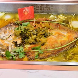 ปลาย่างกรอบซุปผักกาดดอง 酸菜
