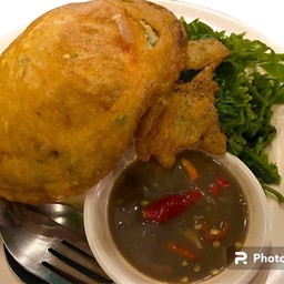 ข้าวบูดูไข่เจียว+ผักลวก