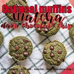 มัฟฟินข้าวโอ๊ต(ไม่แป้งไม่น้ำตาล) รสชาเขียวดาร์คช็อคชิพ