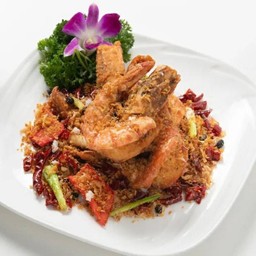 กุ้ง ลายเสือผัดพริกสไตล์ฮ่องกง (L)