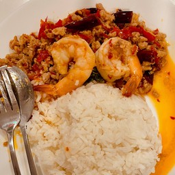 กะเพรากุ้งหมูสับ ไม่เอาข้าว