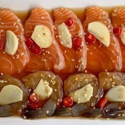 ดองสองใจ แซลมอน + กุ้ง+ซีฟู๊ด