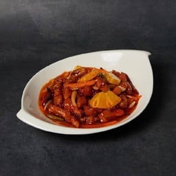 หมูทอดราดซอสเปรี้ยวหวานรสเผ็ด