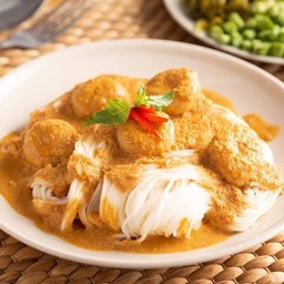 ขนมจีนน้ำยาราดกุ้ง@ปลากัดCafé