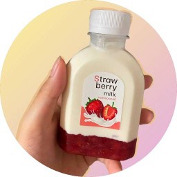 ของกินเล่น ขนม พุดดิ้ง ชา นมสดสตอเบอรี่ JF