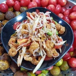 ตำซั่วปูปลาร้าแคปหมู