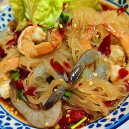 ตำเส้นเล็กกุ้งสด+กุ้งลวกสุก(ปลาร้านัวๆจ้า)