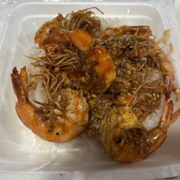 กุ้งกระเทียมราดข้าว