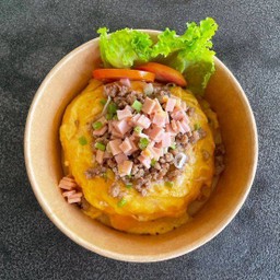 ข้าวไข่ข้นหมูสับ+แฮม