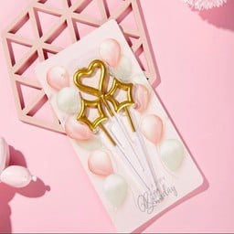 เทียนวันเกิด star+heart สีทอง