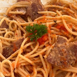 สปาเก็ตตี้เบค่อนซอสโรเซ่ไข่กุ้ง