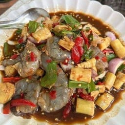 ตำหน่อไม้กุ้งสด(ปลาร้า)