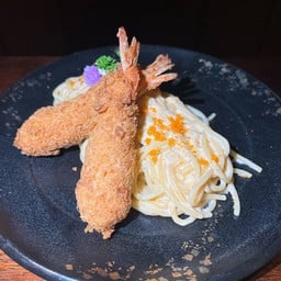 สปาเกตตี้เอบิคัตสึซอสครีมเอบิโกะ 🍝🫕🍤