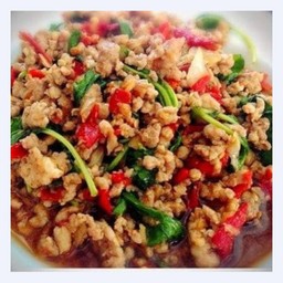 (กับข้าว)กระเพราหมูสับ