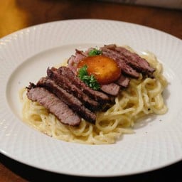 Grilled Striplion Cabonara