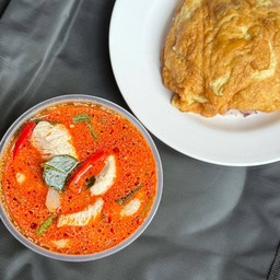 ชุดข้าวไข่เจียว+ต้มยำไก่