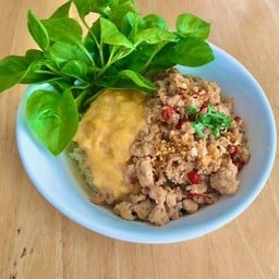 หมูสับคั่วพริกเกลือ+ไข่ข้น