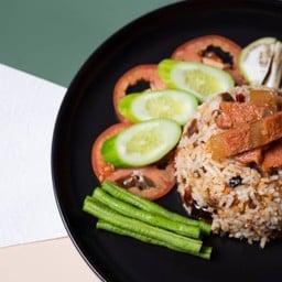ข้าวผัดน้ำพริกขาเห็ดเจ