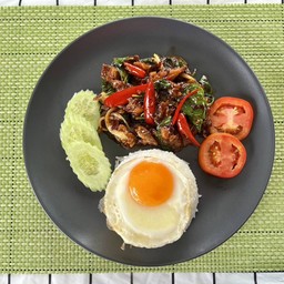 เมนูผัดพริกเผา(หมูสับ/ไก่)