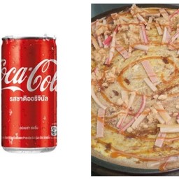 [อร่อยซ่ากับโค้ก] พริกเผา+หมูหยอง+ปูอัด+ไส้กรอก +  โค้ก ออริจินัล (กระป๋อง)