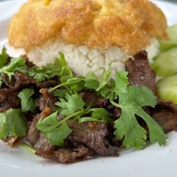 Fried Beef With Garlic On Rice