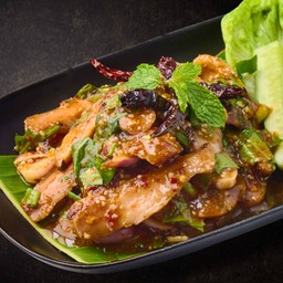 Thai spicy grilled pork neck salad