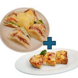 [เซตสุดฮิต] Club House Sandwich +Potato Chips + Hawaiian Pizza Toast