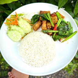 ข้าวคะน้าหมูกรอบ