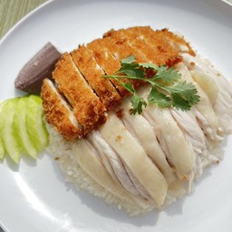 ข้าวมันไก่ผสม(ต้ม+ทอด)