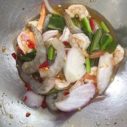 กุ้ง2ใจ(สุก+ดิบ)  ไม่ใส่โพดม่วง